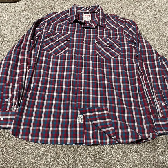 Levi's XL Modern Western Shirt Plaid Checkered Long Sleeve Button Up Mens - Picture 1 of 5